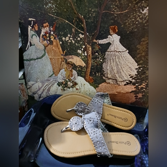 PIERRE DUMAS TAN&GOLD SANDALS🥿🎍🎁SIZE 8M WOMEN,A NEW! GIFT.🩴💖 - Picture 7 of 7